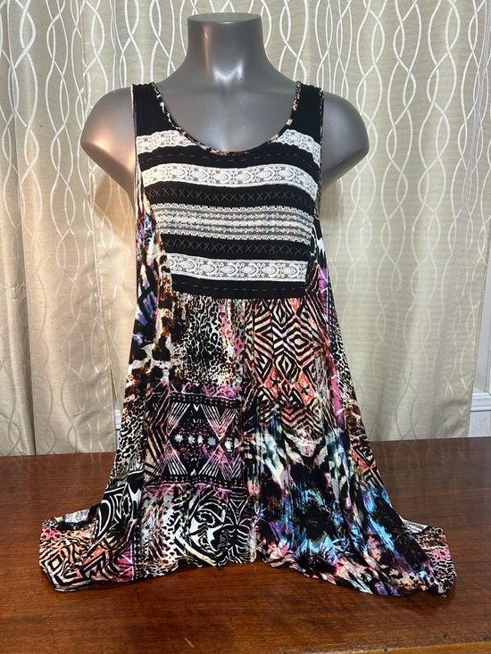 Cupio Tops - Cupio Black Multicolor Lace-Trim Sleeveless Top
